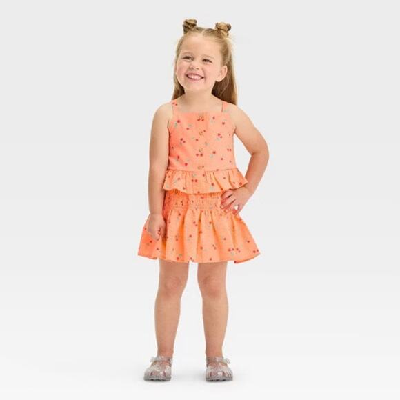 Cat and Jack Baby Girl Summer Outfit sz 12 m Two Piece Matching Set - Picture 1 of 8